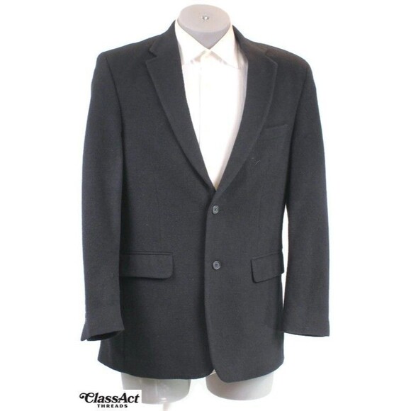 Jos A Bank Sport Coat Mens Black Camel Hair Tailor Fit Blazer Jacket 2 Btn 40L - Picture 1 of 9